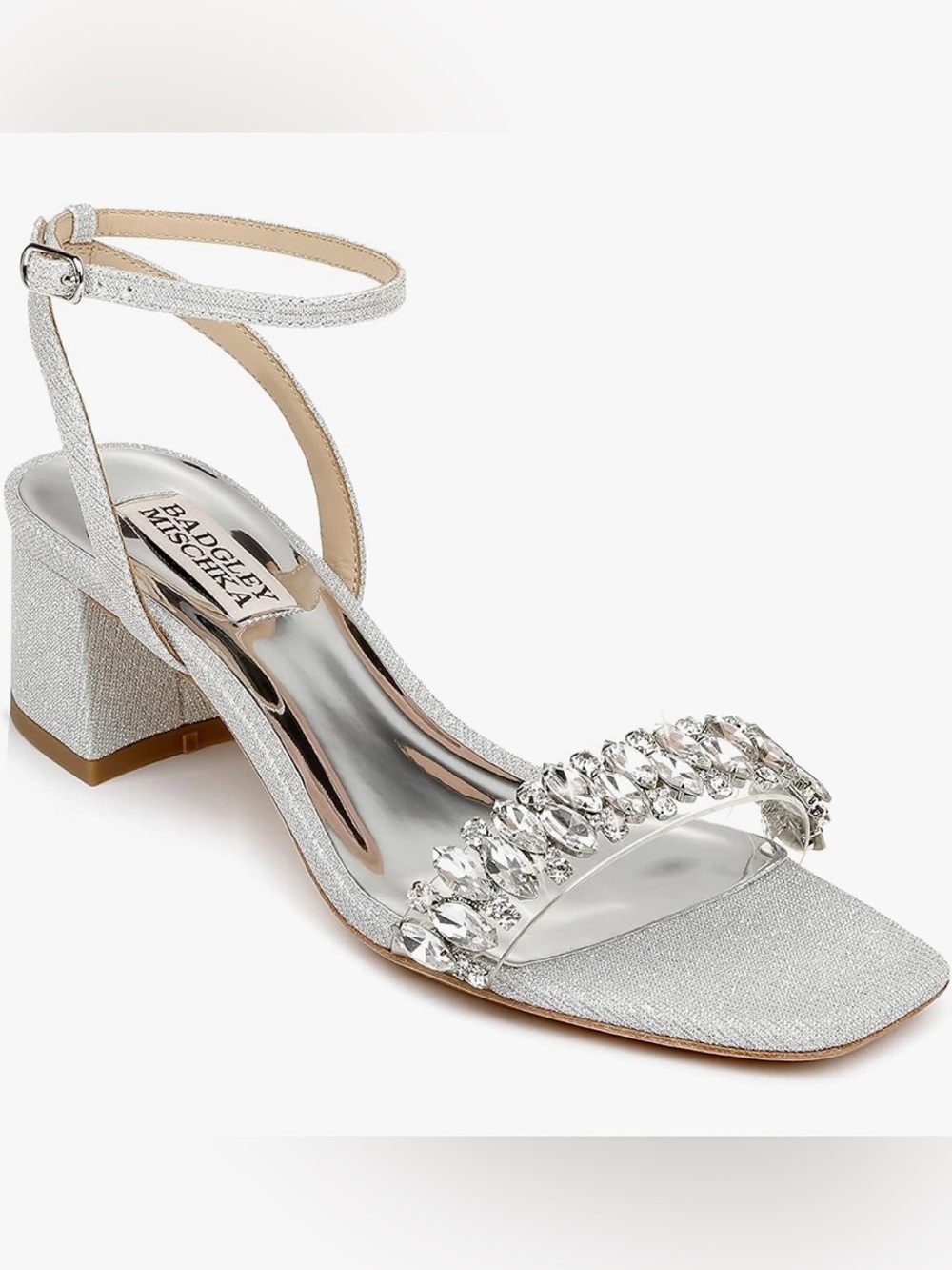 NEW! Badgley Mischka Harlow Silver Open Toe Sandals 9